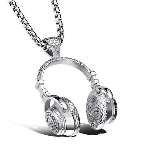 Stainless Steel Headphones Pendants Necklaces